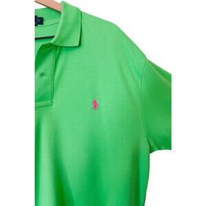 Polo Ralph Lauren Neon Green Pink Horse Polo Shirt Large
